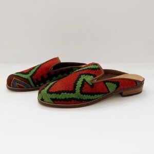 Vintage Handmade Artisan Woven Wool Turkish Kilim Loafers Women's Size 8